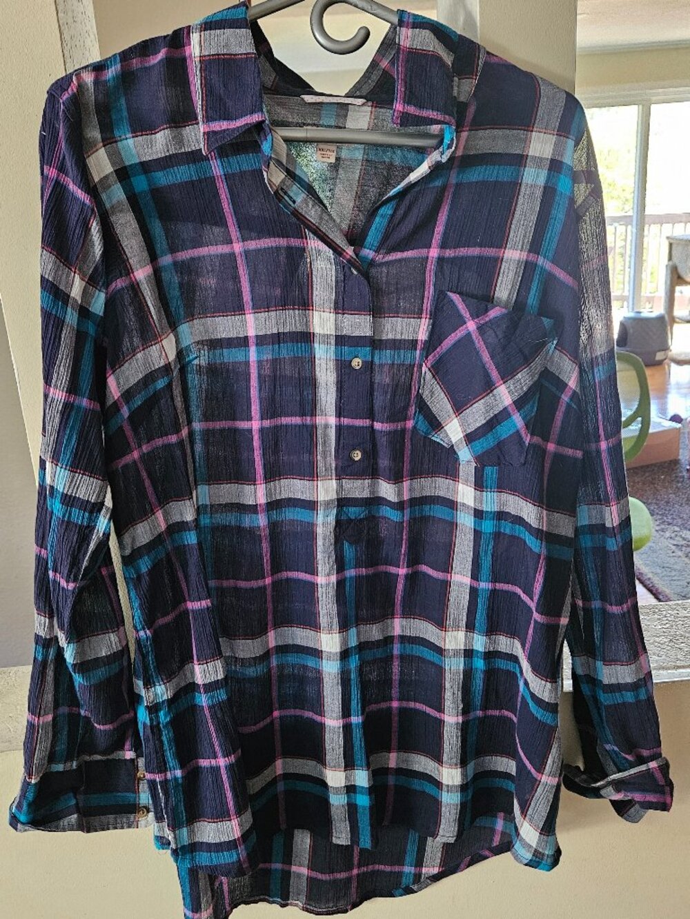 Navy/teal/pink cotton Merona tunic, Size XXL, BRAND NEW WITH TAGS